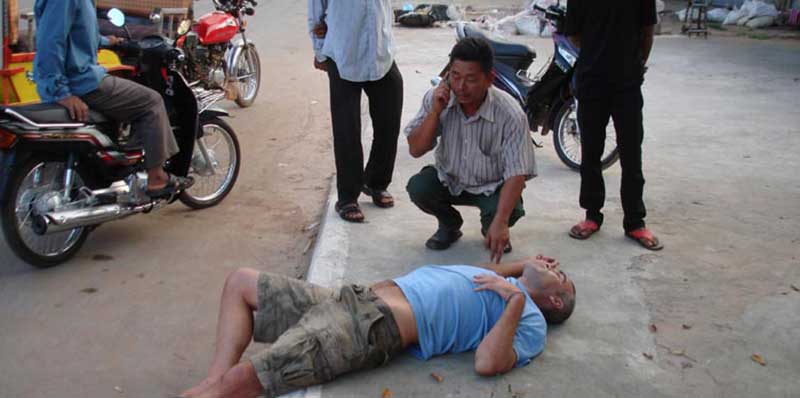 Drunk expat passed out Cambodia