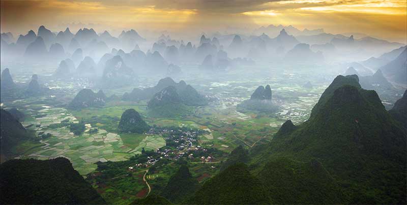 Yangshuo, as seen from a hot air balloon. (source)