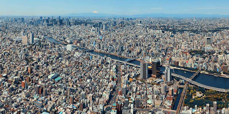 Downtown Tokyo sky view